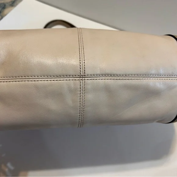 Coach Elegant Bone & Taupe Smooth Leather Shoulder Tote - Picture 7 of 12